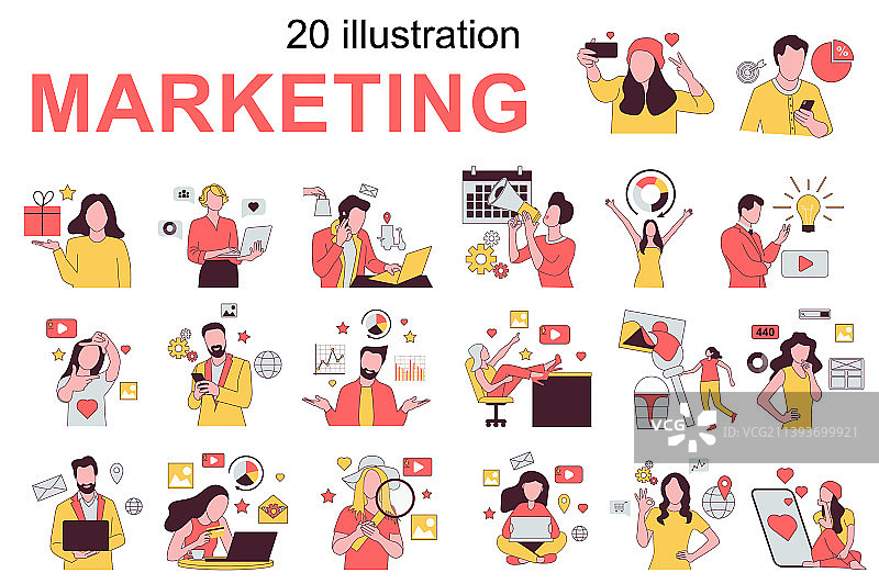 扁平风格的人物营销场景概念图片素材