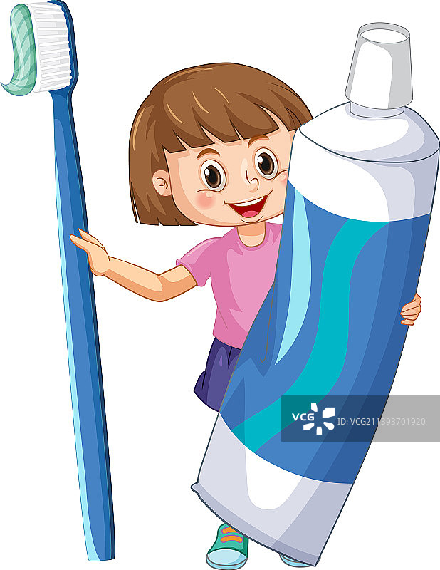拿着牙膏和牙刷的小女孩图片素材
