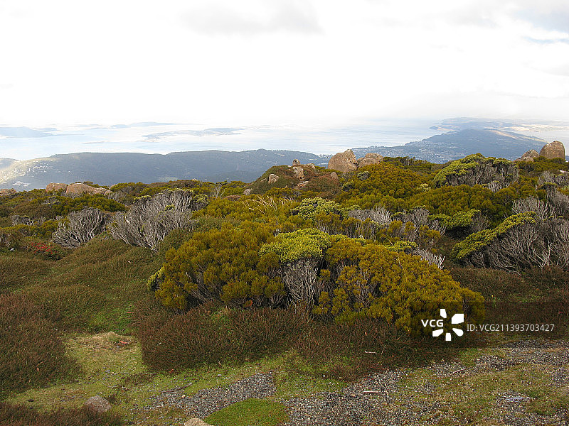 在风暴天气从澳大利亚塔斯马尼亚惠灵顿山看到的景色图片素材