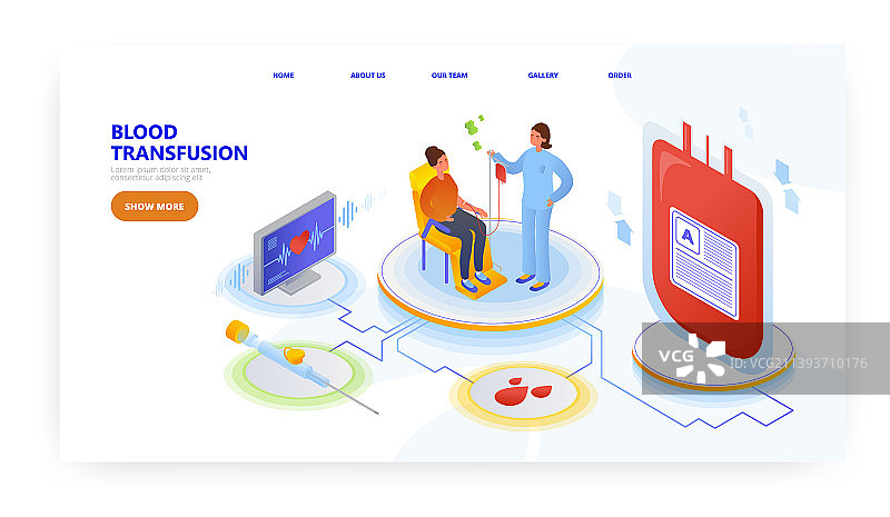输血主题网站着陆页设计图片素材
