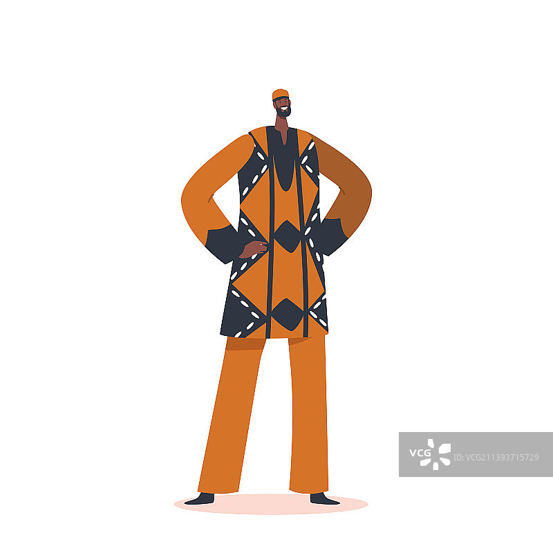 穿着部落服装的非洲男人站立的肖像图片素材