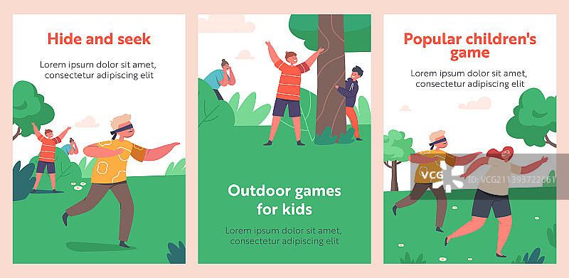 孩子们在公园里玩捉迷藏的banner图片素材