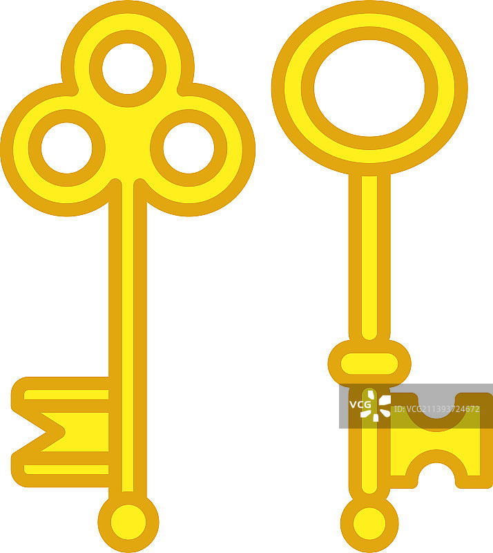 卡通金色复古钥匙图片素材