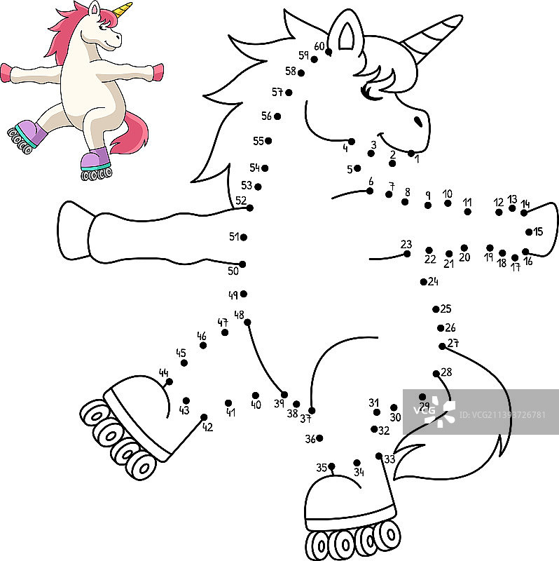 独角兽溜冰点对点连线图片素材