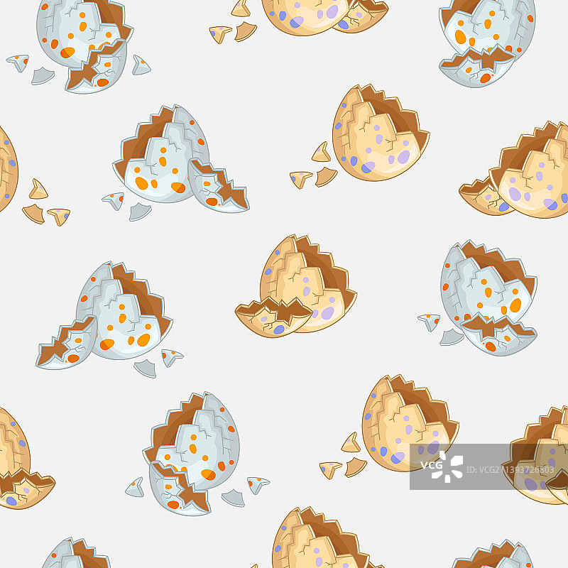 霸王龙幼崽坐在蛋里无缝图案图片素材
