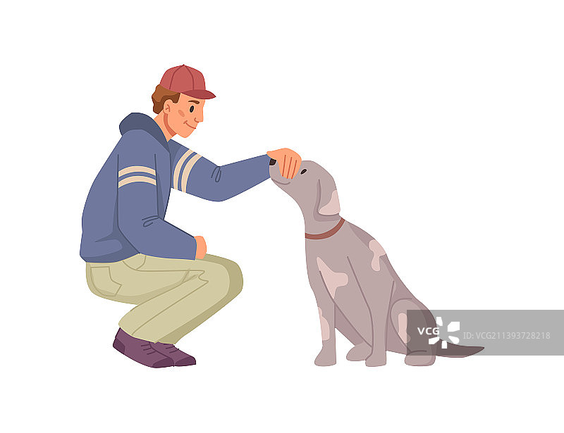 男人照顾小狗图片素材