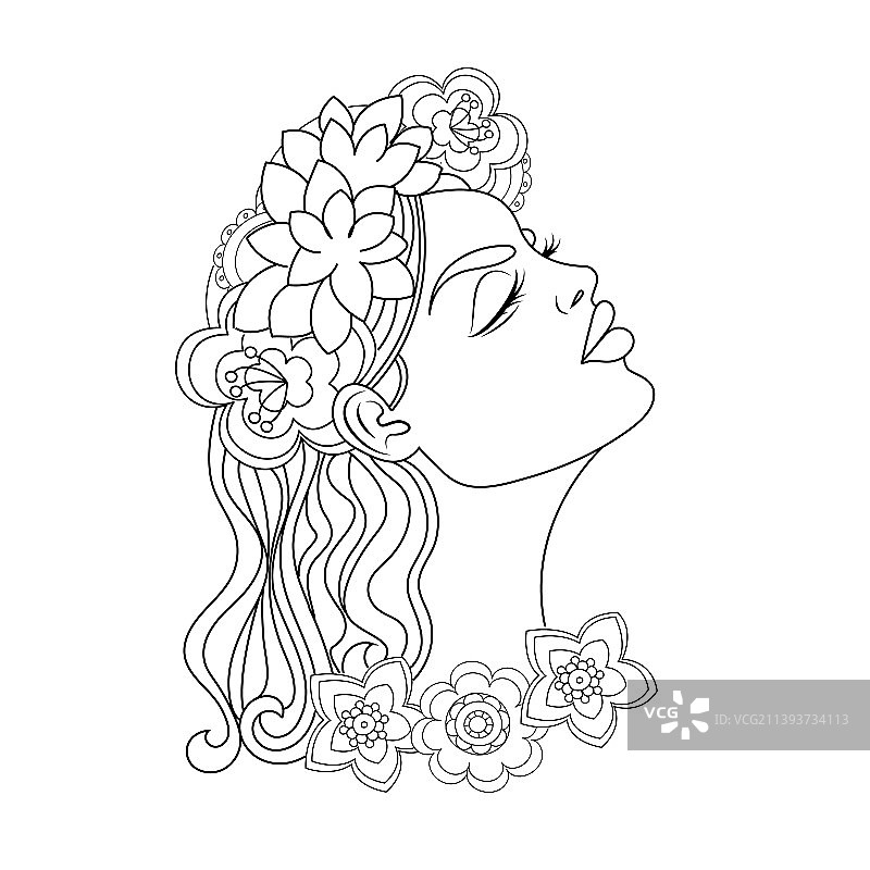 成人或青少年简笔画涂色书图片素材