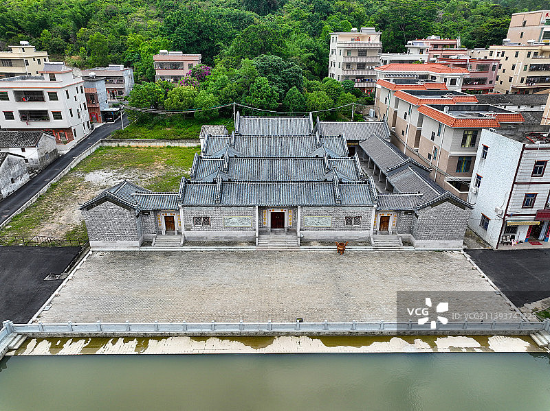 广东省惠州市大亚湾霞涌街道晓阳刘氏宗祠航拍图片素材
