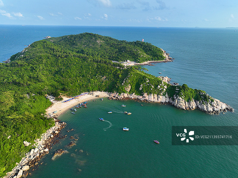 广东省惠州市惠东县巽寮湾平海碧甲发电厂和桑洲岛航拍图片素材