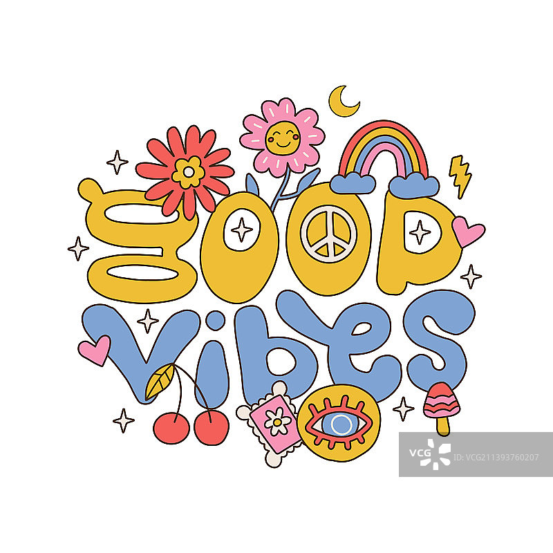 嬉皮风格的手写正能量字样图片素材