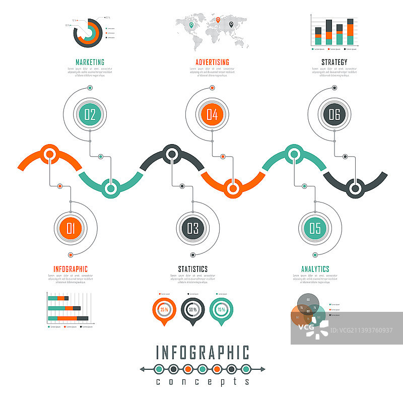 图表图表的信息图表时间轴模板图片素材