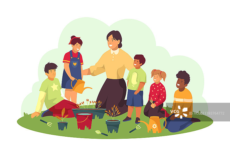 幼儿园儿童学习园艺banner图片素材