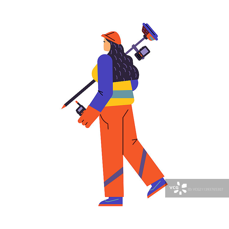 拿着对讲机的女测量员图片素材