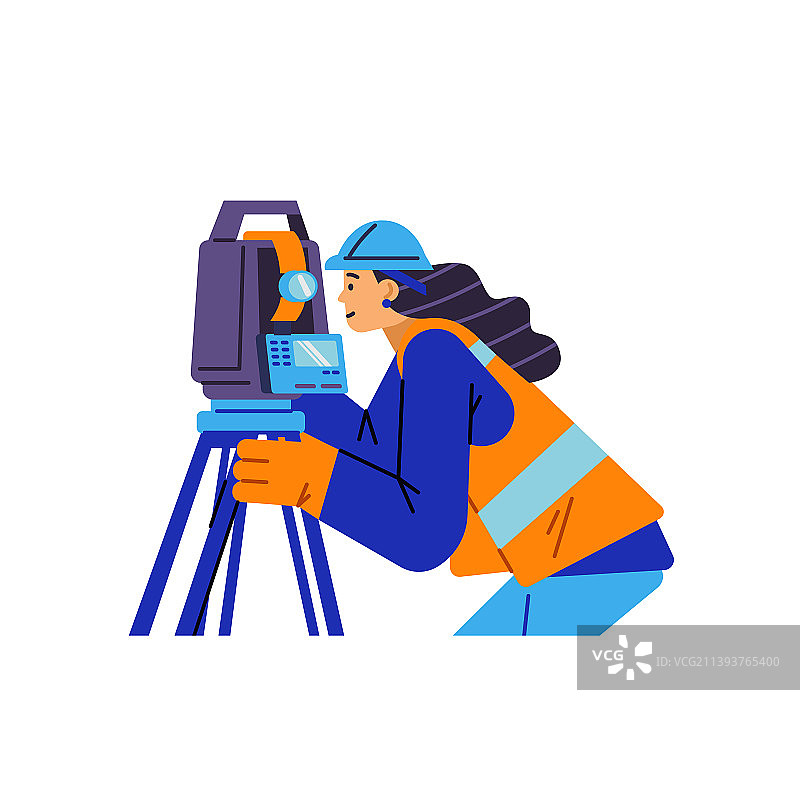 带经纬仪的测量工程师图片素材