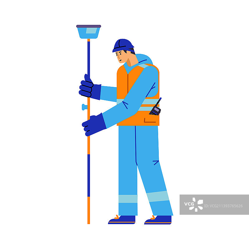 蓝色西装头盔测量员图片素材