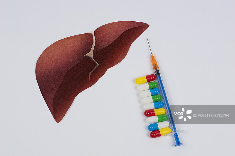 肝脏预防治疗打针吃药图片素材