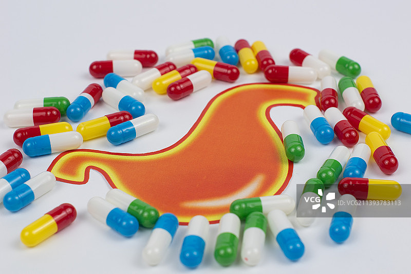 胃病预防治疗打针吃药图片素材