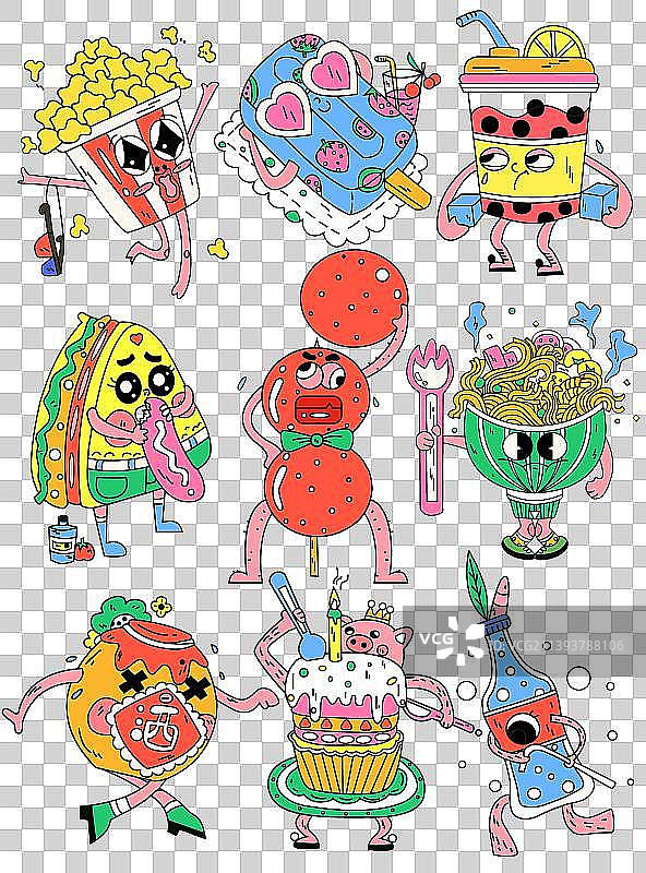 动物运动会拟人doodle创意趣味插画免抠PNG贴纸图片素材