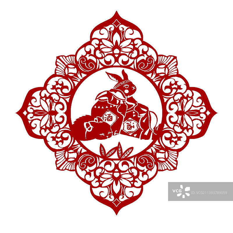 生肖兔剪纸图片素材