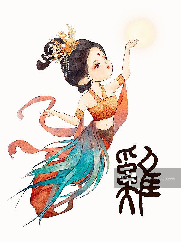 十二生肖-鸡（有字）图片素材