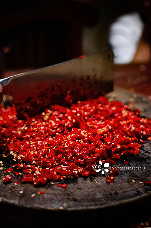 剁辣椒|湘菜|蒜蓉辣酱|传统制作图片素材