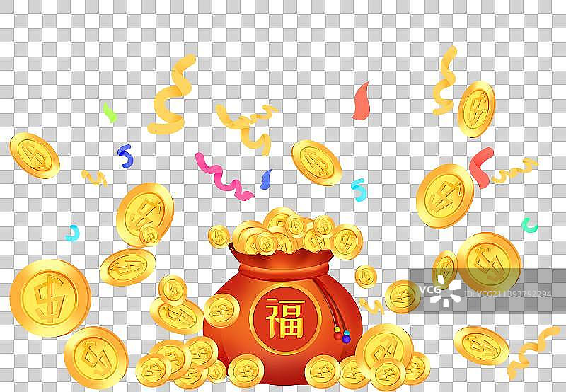 红包金币福袋插画图片素材
