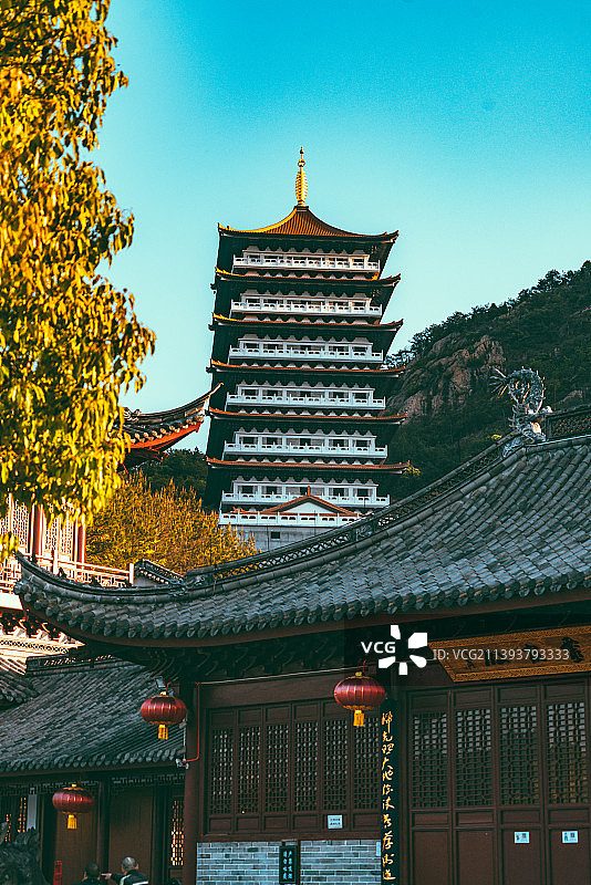 晨间中国浙江省台州市天台县天台山桐柏宫图片素材