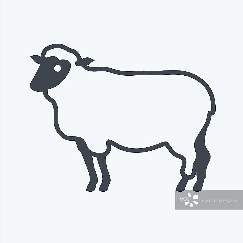 绵羊图标，适用于动物符号，字形风格图片素材