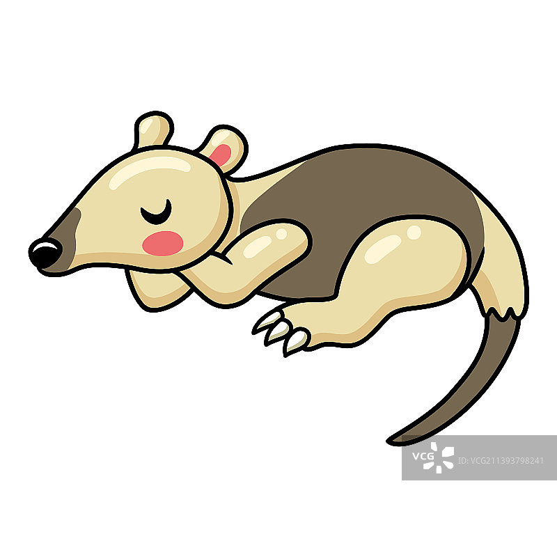 奔跑中的可爱小食蚁兽卡通图片素材