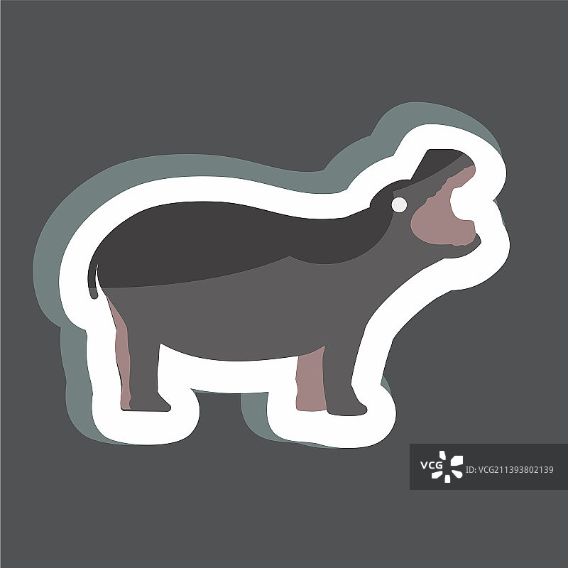 动物标志河马简约贴纸图片素材
