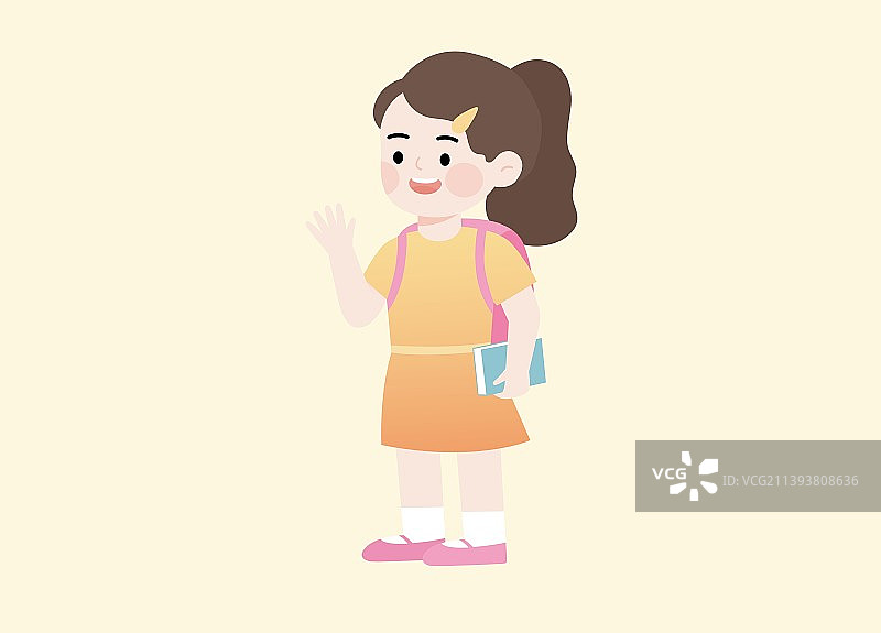 开心打招呼的可爱女孩图片素材