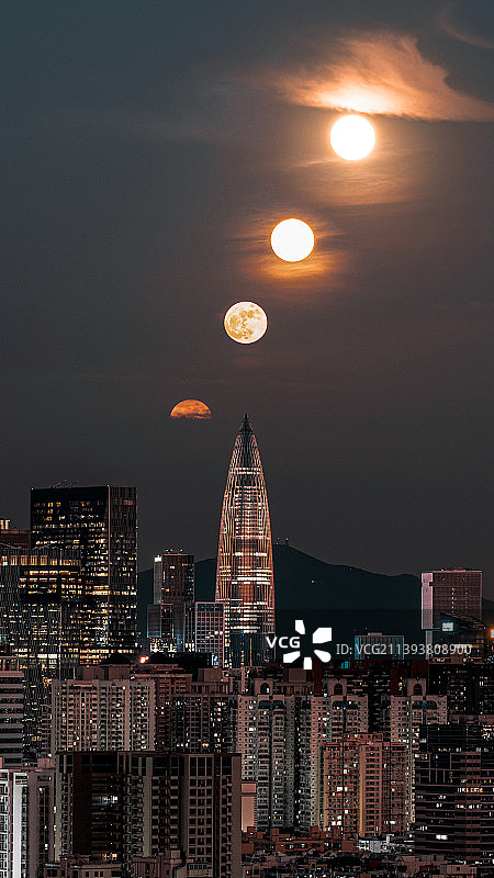 春笋上的超级月亮图片素材