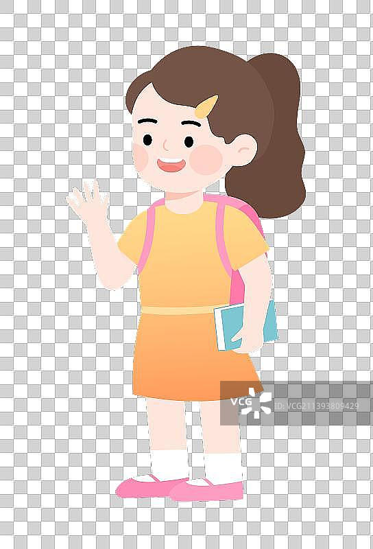 开心打招呼的可爱女孩图片素材