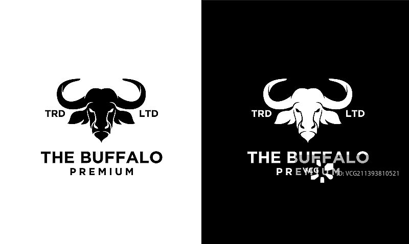 抽象黑色水牛头标志设计图片素材