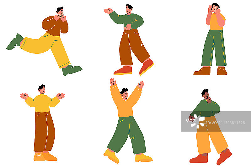 惊恐的男人尖叫奔跑图片素材