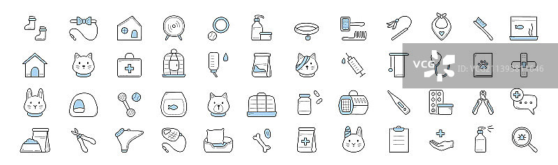 宠物店和兽医诊所涂鸦图标图片素材