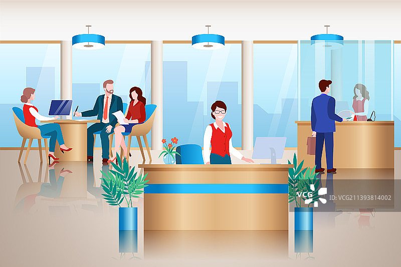 银行办公室内部银行服务贷款图片素材