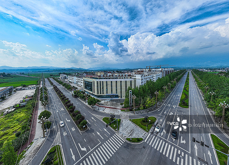 达州市开江县城市全景航拍图片素材
