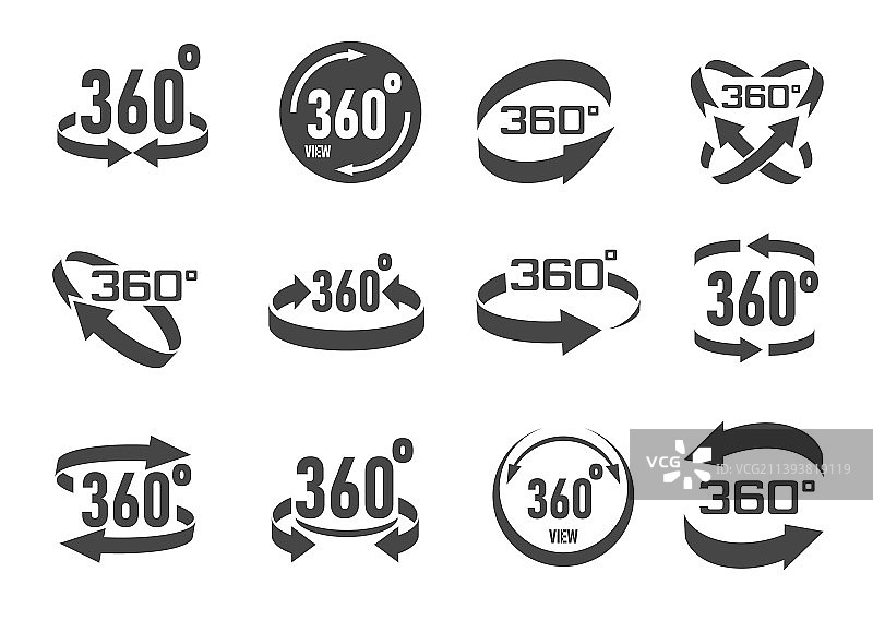 360度虚拟相机旋转全景图标图片素材