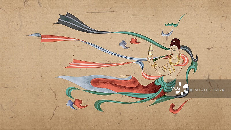 敦煌飞天插画图片素材