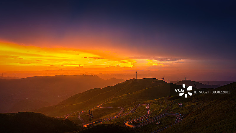 贵州毕节阿西里西韭菜坪日落晚霞图片素材
