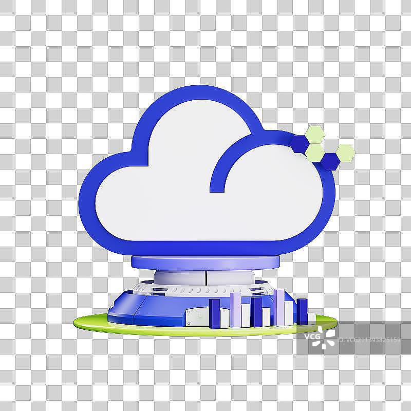 3D渲染云计算科技卡通元素图片素材