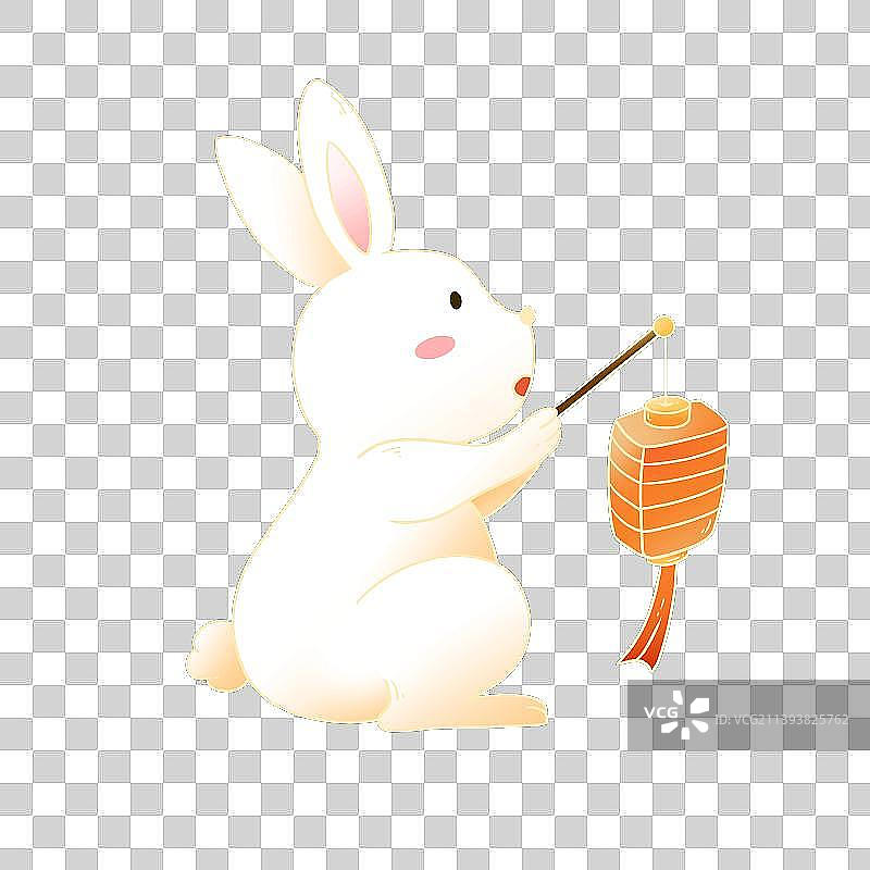 提着灯笼的玉兔图片素材