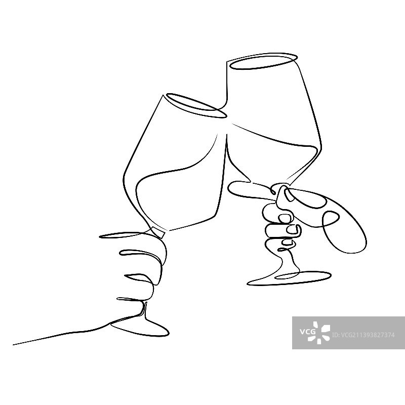 葡萄酒杯连续线条艺术纹身设计图片素材