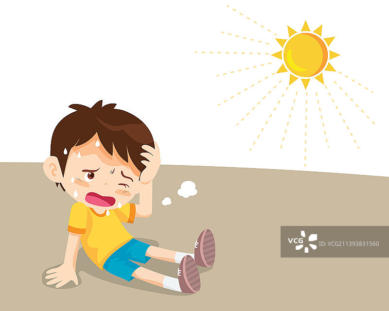 可爱的男孩因夏季炎热而口渴图片素材