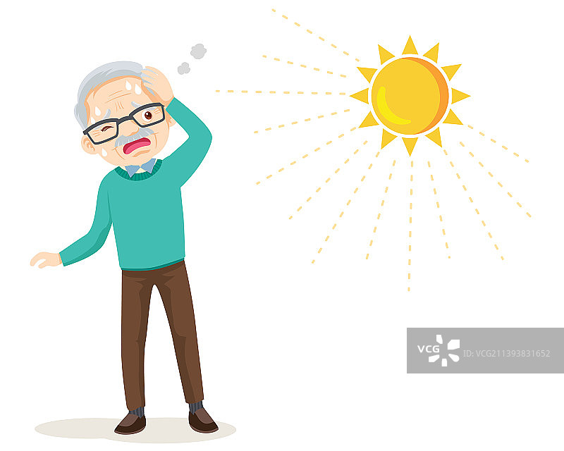 在夏日阳光下感到口渴的年长男人图片素材