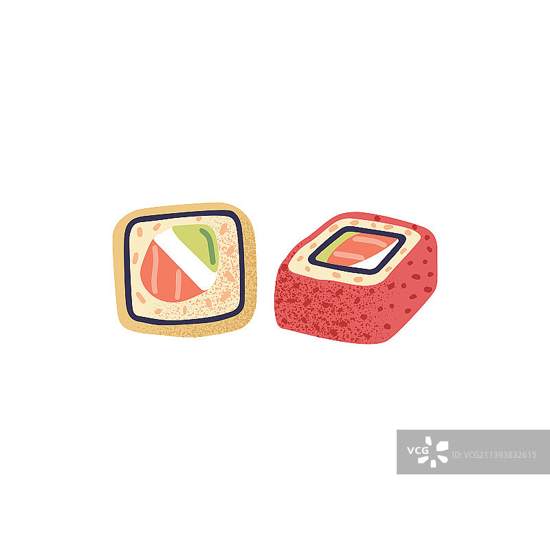 米饭、红鱼、牛油果寿司卷图片素材