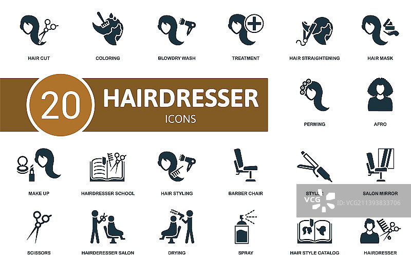 美发师套装图标包含美发师等图片素材