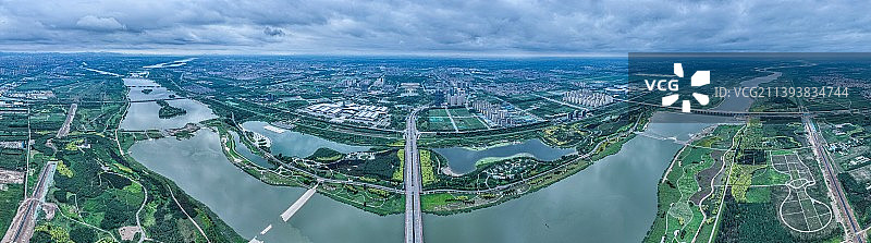 正定新区和滹沱河全景图片素材