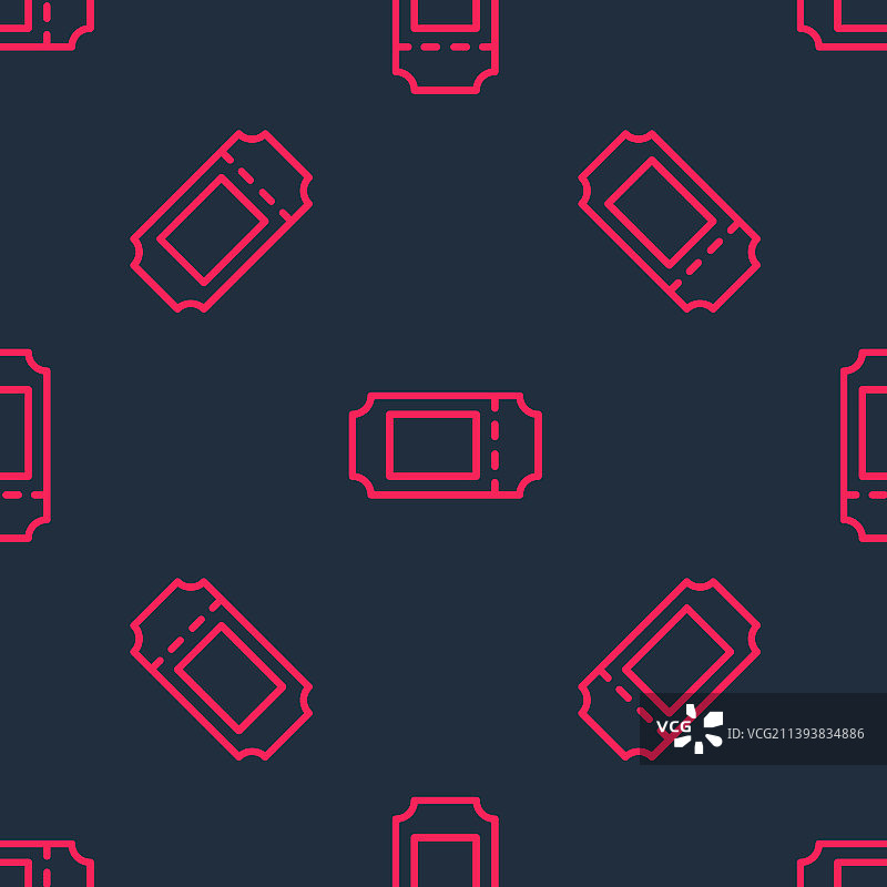 红色线条电影票图标（无缝）图片素材